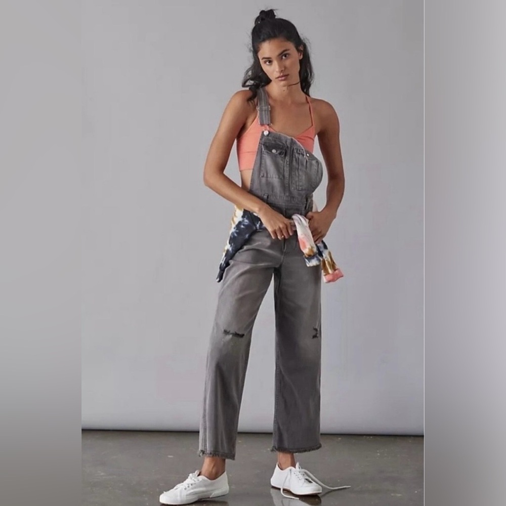Anthropologie Pilcro Relaxed Grey Denim Overalls‎ Sz 24  Women's Casual